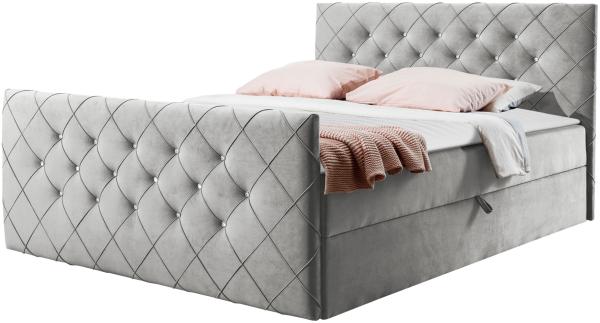 Boxspringbett Utren, Grau, 160 x 200 cm