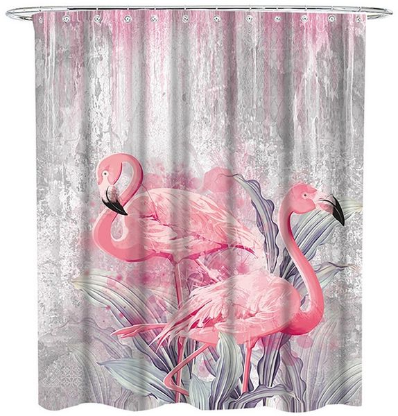 Sanilo Duschvorhang Flamingo 180 x 200 cm, 100% wasserdicht, Anti-Schimmel-Effekt, hochwertige Qualität