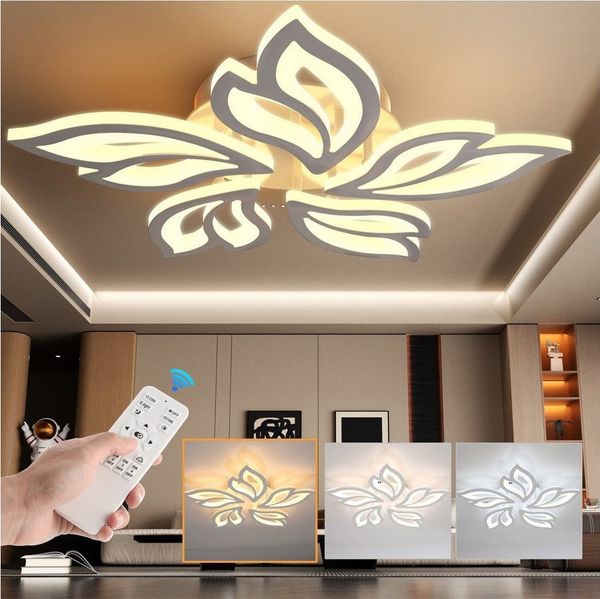 LETGOSPT Deckenleuchte Moderne LED Deckenleuchte Dimmbar Fernbedienung, Blumenförmiges Design, LED fest integriert, Kaltweiß, Naturweiß, Warmweiß, Schlafzimmer Deckenlampe, Deckenleuchte Esstisch Schlafzimmerlampe