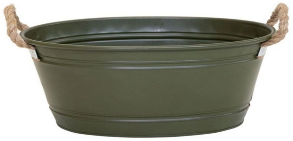 colourliving Pflanzkübel Pflanztopf "Beat" oval aus Metall Blumentopf XL 64x42x25 cm, mit Kordelgriffen aus Naturmaterial