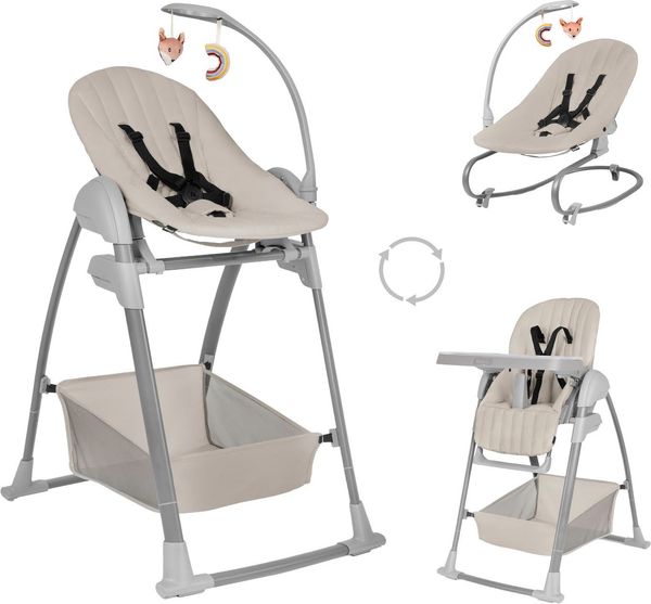 Hauck 3in1 Hochstuhl Set mit Wippe Sit N Relax Beige