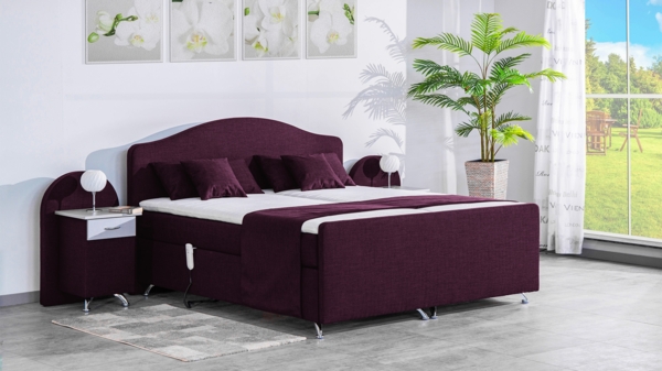 Meisterbetten Boxspringbett Epos 120x220 in W-Corall, Matratzenbezug Nano, Ergoflex-Topper Bild 3