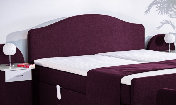 Meisterbetten Boxspringbett Epos 120x220 in W-Corall, Matratzenbezug Nano, Ergoflex-Topper Bild 4