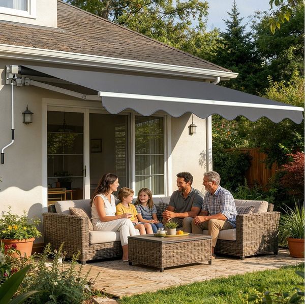 Huracan Gelenkarmmarkise Gelenkarmmarkise Manuell, Einziehbare Sonnenmarkise Balkonmarkise (UV50+ Schutz Wasserdicht, Einfache Montage für Terrasse Balkon, Dunkelgrau)