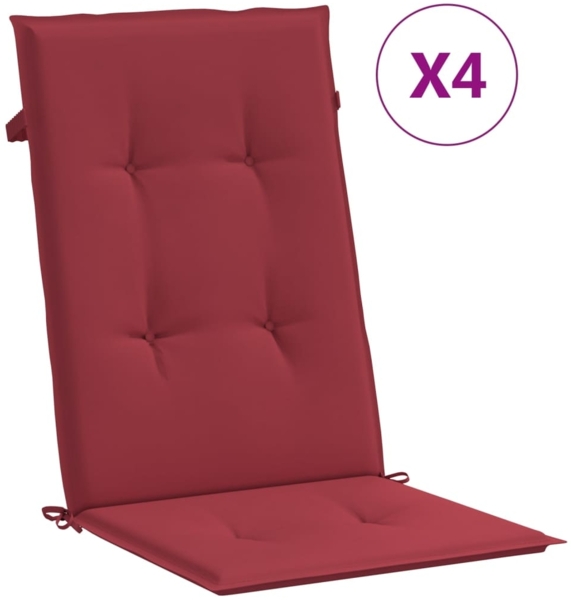 vidaXL Gartenstuhlauflagen für Hochlehner 4 Stk. Weinrot 120x50x3 cm 314114