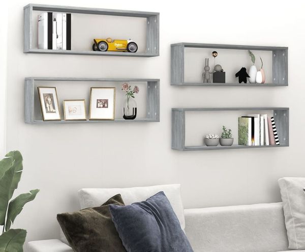 vidaXL Wandregale 4 Stk. Grau Sonoma 80x15x26,5 cm Holzwerkstoff 815919