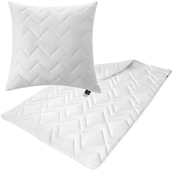 SEI Design Einziehdecke Mikrofaser Bettdecke Steppdecke + Kissen Winter 135x200 + 80x80, Füllung: Polyester, kochfest