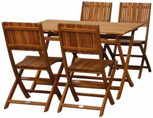 SIENA GARDEN SET Klappstuhl Falun 5-teilig 4 x Stuhl,1 x Tisch 120 x 80 cm