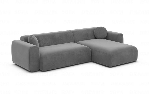 Ecksofa Cortegada L Form aus Samtstoff Kurz - Samtstoff - dunkelgrau - Rechts