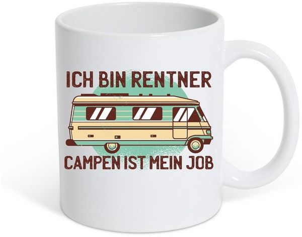 Youth Designz Tasse Ich bin Rentner Campen ist mein Job Kaffeetasse Geschenk, Keramik, mit lustigem Motiv