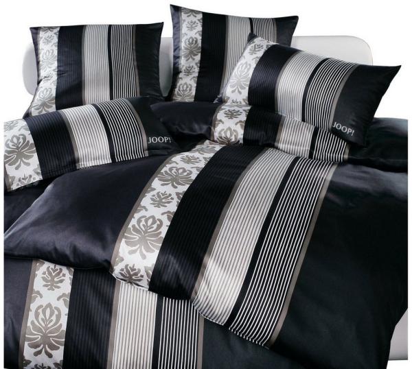 JOOP! Bettwäsche JOOP! Comfort Satin Bettwäsche Ornament Stripes 4022/9 schwarz 135x200, Comfort Satin, 2 teilig, Mit Reißverschluss