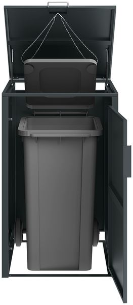 STEELSØN 'Thoria' Mülltonnenbox 1er je 120 Liter, anthrazit, Mülltonnenverkleidung aus Stahl, wetterfest, 102x62x60,5 cm, Müllbox für 1 Tonne Bild 7