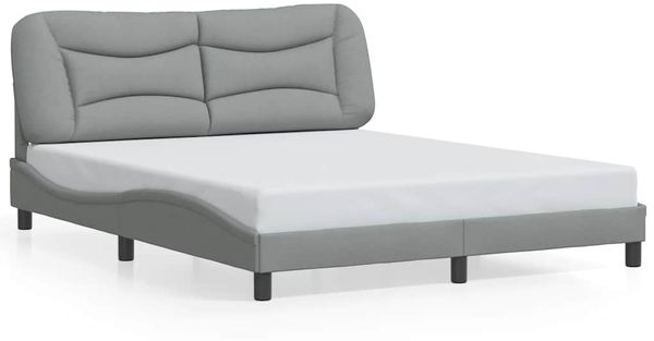 Doppelbett, Bettgestell Modernen ohne Matratze Hellgrau 160x200 cm Stoff d2527e