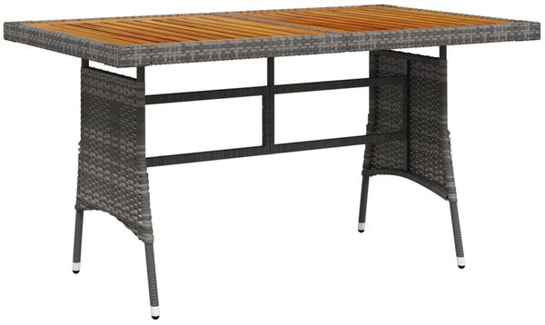 Gartentisch Grau 130 x 70 x 72 cm Poly Rattan & Massivholz Akazie