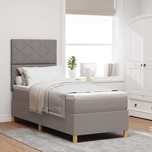 vidaXL Boxspringbett mit Matratze mit Kopfteil Taupe 80 x 200 cm Stoff 3339655