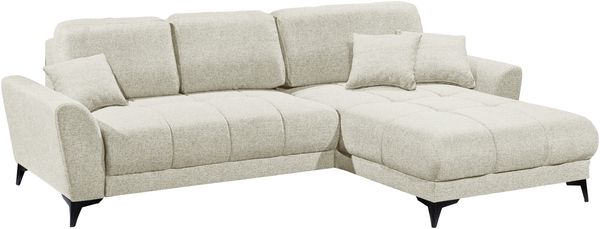 Wohnlandschaft >BERN< Schlaffunktion, Bettkasten, Bezug Farbe Ivory - 281x91x189 (BxHxT)