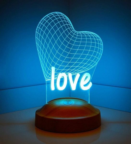 Geschenkelampe LED Nachttischlampe Herz Liebe Gravur mehrfarbige 3D Nachtlicht Valentinstagsgeschenk, Farbwechsel, Leuchte 7 Farben fest integriert, Valentinstagsgeschenk für Freundin, Sie, Ehefrau, Verlobte