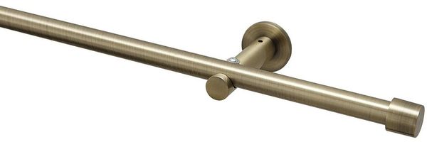 Garduna Gardinenstange Cap modern / Ø 16mm / Edelstahl-Optik / Messing-Antik / Schwarz, 1-läufig, gebohrt, Metall