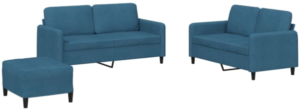 vidaXL 3-tlg. Sofagarnitur Blau Samt 3201993