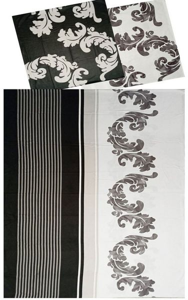 KH-Haushaltshandel Bettwäsche 2-tlg. Biber Winter Bettwäsche 135x200 + 80x80, Streifen/Ranke, Biber, 2 teilig, schwarz weiß grau, weich und warm, 100% Baumwolle