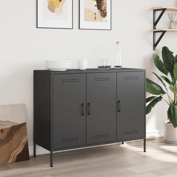 vidaXL Sideboard Schwarz 100,5x39x79 cm Stahl 843024