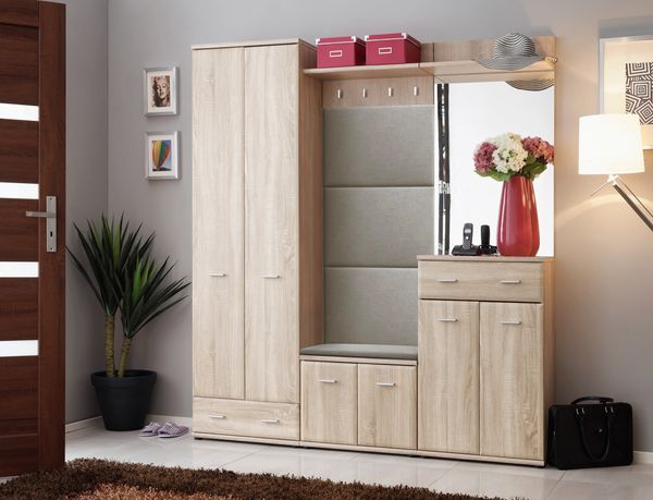 Diele Armario 7 mit Kissen in Sonoma Eiche 180 x 203 x 32 5-teilig