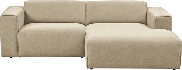 Home affaire Ecksofa Noord mit Kedernaht, Breite 234 cm, L-Form, Cord, Struktur, Webstoff, mit Wellenunterfederung, Massivholzrahmen