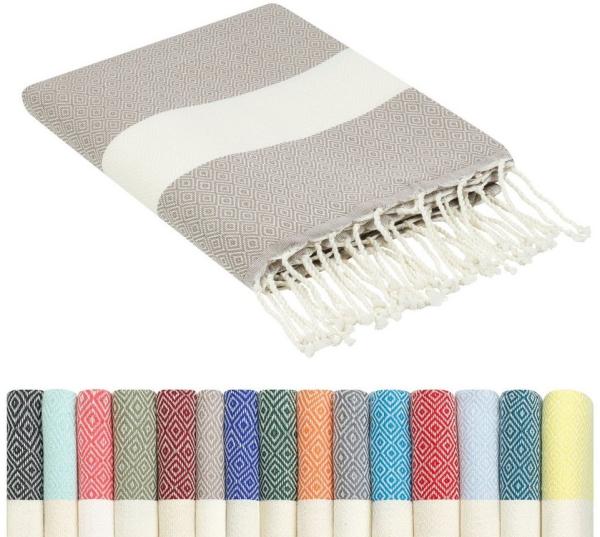 furora HOLIDAY Strandtuch groß 100x200 cm Strand Tuch, aus Baumwolle, Hamamtuch Badetuch, leicht, lang, dünn & kompakt