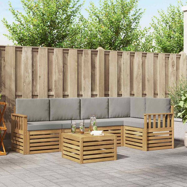 vidaXL Outdoor-Sofagarnitur 6 pcs Weiß und Hellgrau 59 x 59 x 37 cm 3391866