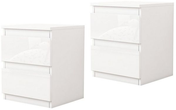 HTI-Living Nachtkommode Nachtschrank Kenji Hochglanz 2er-Set (Set, 2 Nachtschränke), Nachtkommode 2 Schubladen