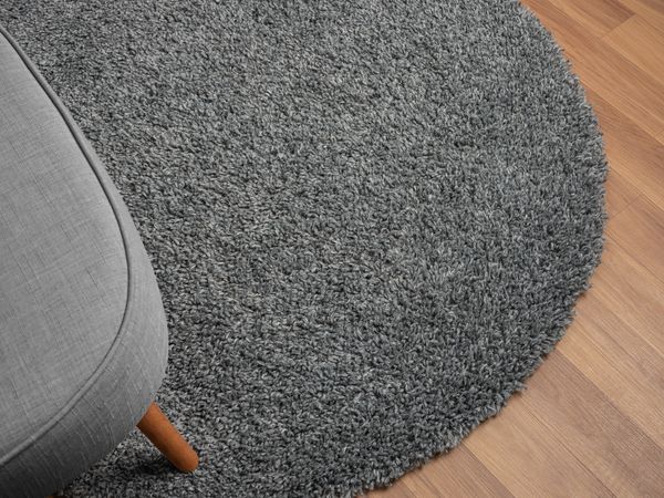 Hochflor Teppich SHAGGY grau rund diverse Größen
