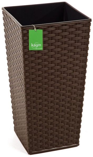 KAGM Pflanzkübel Blumenkübel Blumentopf in Rattan-Optik Pflanzgefäß (inkl. Pflanzeinsatz)