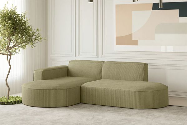 Ecksofa Designersofa PALMA XS in Stoff Scala Kiwi Ottomane Links