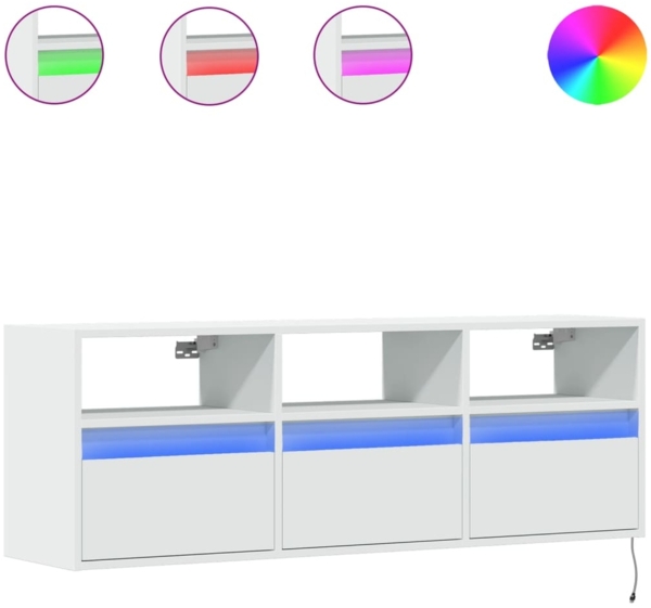 vidaXL TV-Wandschrank mit LED-Beleuchtung Weiß 130x31x45 cm 852341