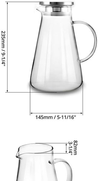 2.0 Liter Borosilikatglas Karaffe mit Deckel - Glaskaraffe für Wasser, Saft Bild 6
