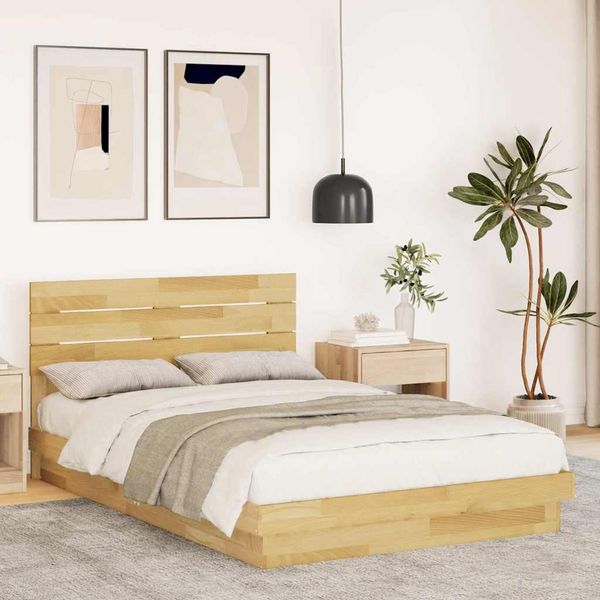 vidaXL Massivholzbett mit Kopfteil ohne Matratze 120x200 cm Eichenholz 3315742