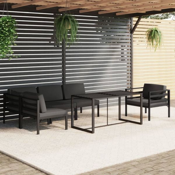 vidaXL 6-tlg. Garten-Lounge-Set mit Kissen Aluminium Anthrazit 3115925
