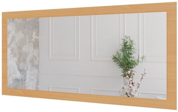 MySpiegel. de Wandspiegel Doman auf dekorativen Holzplatte im modernen Stil mit elegantem Rahmen