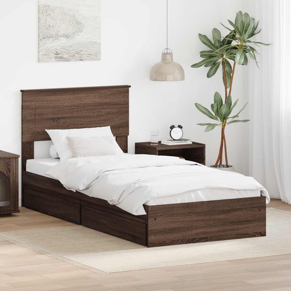 vidaXL Aufbewahrungsbett Braun Eichen-Optik 75 x 190 cm Holzwerkstoff 3408514