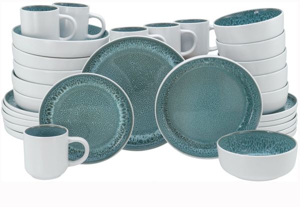 OTTO home Kombiservice modernes Geschirr-Set, Service Novalee (30-tlg), 6 Personen, Steinzeug, hohe Haltbarkeit, spülmaschinen- & mikrowellengeeignet, Reaktivglasur