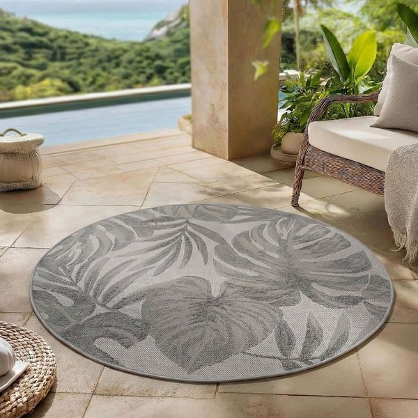 Carpettex Outdoorteppich Tropische Musterteppiche, Rund, Höhe: 5 mm, Outdoor Teppich Wetterfest Modern Design Wohnzimmer Küchen Terrasse