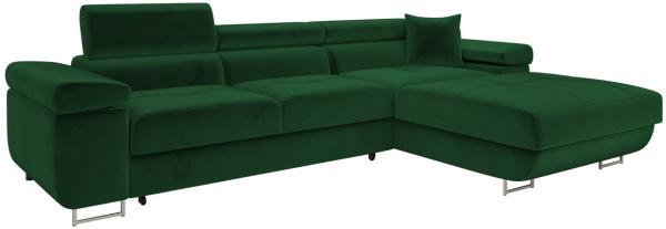 Ecksofa Torezio Mini mit Bettkasten, Schlaffunktion und Einstellbare Kopfstützen (Farbe: Manila 35, Seite: Rechts)