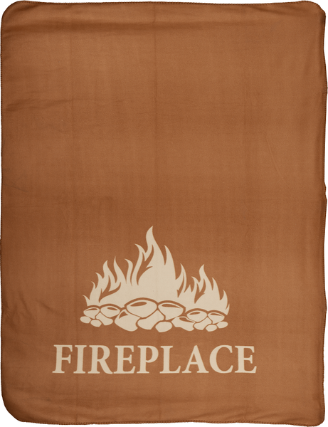 Gemütliche Gartendecke aus weichem Fleece mit Aufdruck FIREPLACE in braun