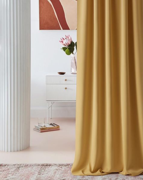 ROOM99 Vorhang mit Kräuselband Laurel 140x260 cm Breite x Höhe Verdunkelung Blickdicht Schiebegardinen Curtain Wohnzimmer Schlafzimmer für Schinensystem Senf, 1 Stück