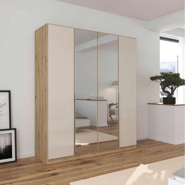 OTTO home Drehtürenschrank Kleiderschrank Kleiderschränke Schrank Garderobe AGORDO mit Glasfront (in zwei Griff-Farben, Breiten 91-405 cm) durchdachte Innenausstattung, in 8 Breiten und 2 Höhen MADE IN GERMANY