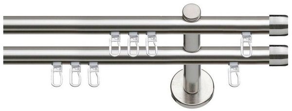SN DECO GROUP Gardinenstange Innenlaufgarnitur Brest, Ø 19 mm, 2-läufig, Fixmaß, Verschraubt, Aluminium, Komplettset