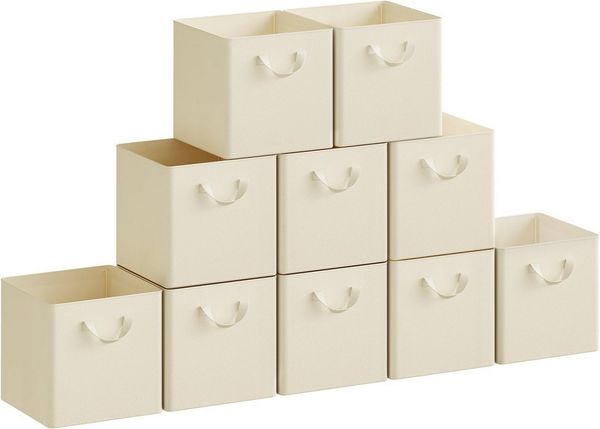 Woltu Aufbewahrungsbox (10 St), faltbare Stoffboxen 10 Stück, mit Griffen Metallrahmen