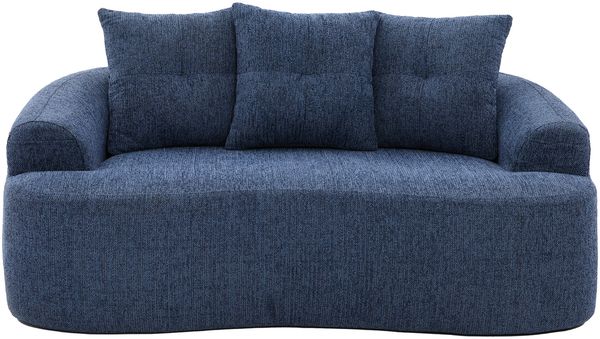 LVHOM 2-Sitzer Sofa mit 3 Kissen, Cloud Sofa mit komprimiertem Design, kein Aufbau erforderlich, Doppelsofa aus Chenille, Blau