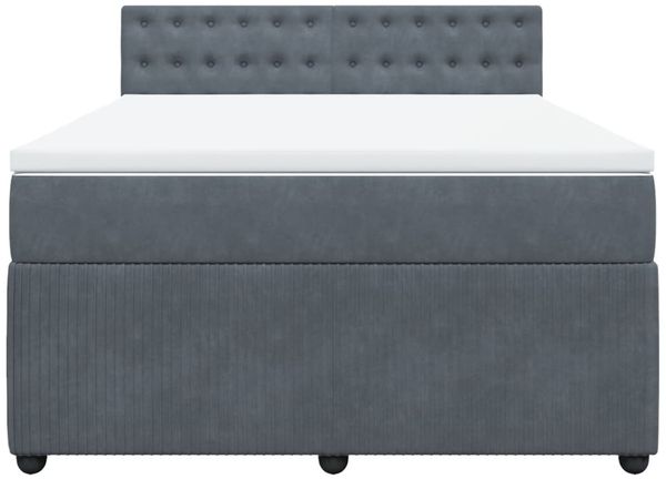vidaXL Boxspringbett mit Matratze Dunkelgrau 160x200 cm Samt 3290095 Bild 6