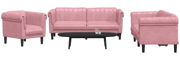 vidaXL 3-tlg. Sofagarnitur Rosa Samt 3209212